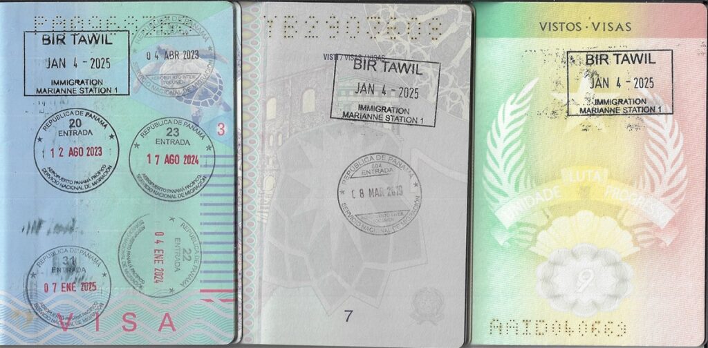 Pasaporte estampado con entrada al Principado de Bir Tawil