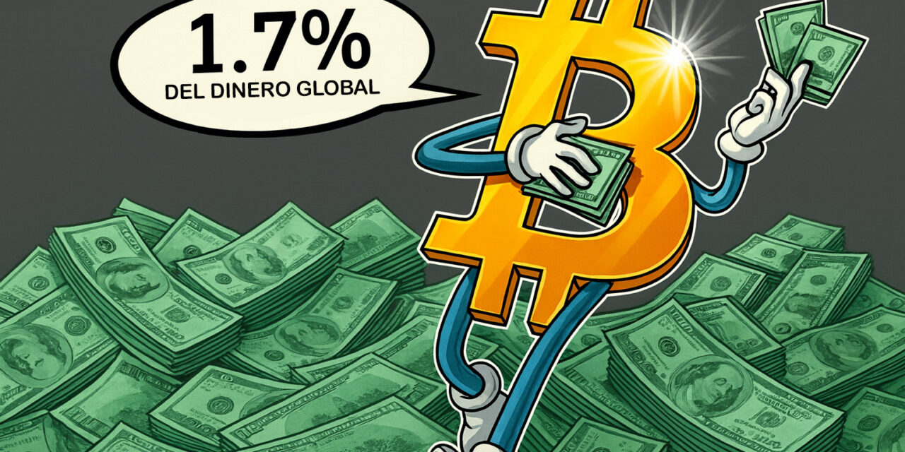 Bitcoin pasa del 0 al 1,7 % del dinero global en apenas 16 años
